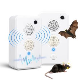 2Pack Rechargeable Ultrasonic Bat Repellent Indoor Outdoor Bird Mouse Deterrent Device with 6 Adjustable Levels for Attic Porch House