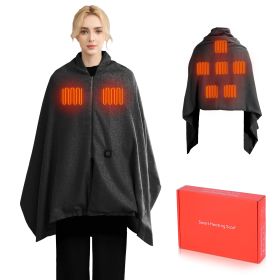 71x24In USB Heated Shawl Wearable Heating Blanket Electric Throw Wrap Indoor Outdoor with Zipper 3 Heating Levels Machine Washable for Outdoor Home Of (Option: Black)