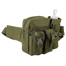 Tactical Waist Bag Utility Pouch Military Hiking Belt Bag w/ Water Bottle Pouch For Fishing Mountaineering Camping Hunting Running Outdoor (Option: Green)