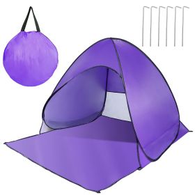 Pop Up Beach Tent Sun Shade Shelter Anti-UV Automatic Waterproof Tent Canopy for 2/3 Man w/ Net Window Storage Bag for Outdoor Beach Camping Fishing P (Option: Purple)