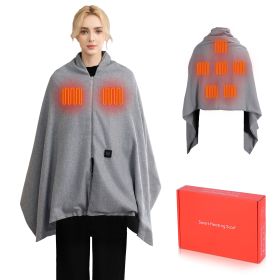 71x24In USB Heated Shawl Wearable Heating Blanket Electric Throw Wrap Indoor Outdoor with Zipper 3 Heating Levels Machine Washable for Outdoor Home Of (Option: Grey)