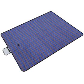 60" x 78" Waterproof Picnic Blanket Handy Mat with Strap Foldable Camping Rug for Camping Hiking Grass Travelling (Option: Blue)