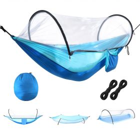 Camping Hammock with Mosquito Net 3-in-1 Portable Hammock Tent with BuiltIn Mosquito Net Dual-Way Zippers 440lbs Capacity Attached Storage Pocket for (Option: SkyBlue)
