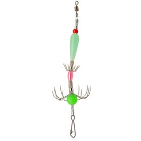 Double Row Cuttlefish Soft Hook; Carbon Steel Spineless Umbrella Squid Hook; Fishing Tackle For Freshwater Saltwater (Color: green)