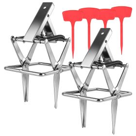 2PCS Easy Setup Mole Scissor Traps Outdoor Reusable Mole Rodent Control Trap Solid Metal Material For Lawn Garden Yard (Option: Silver)
